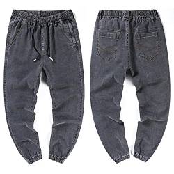 WANMN 10XL 9XL 8XL 7XL Herren Jeans Haremshose Plus Size Kordelzug Elastizität Freizeit Denim Hosen Herren Oversize-grau_XXL von WANMN