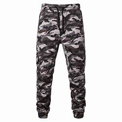 WANMN Herren Jogginghose Camo Jogginghose Running Trainingshose für Herren mit Taschen Alltagshose-Grau_3XL von WANMN