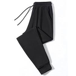 WANMN Herren Jogginghose aus Reiner Baumwolle Jogginganzughose Jogginghose Casual Plus Size Elastische Taille-Schwarz_L von WANMN