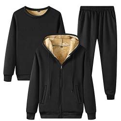 Winter Herren Fleece Sportwear Jacke + Sweatshirt + Hose Warmer Herren Sport Trainingsanzug Set Casual Hoodie Dick Slim Fit Sets-3_Piece_j+s+Pants_L von WANMN