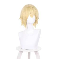 Genshin Impact Dainsleif Cosplay Perücke 35cm Kurz Gerade Blond Synthetisches Haar von WANSHI