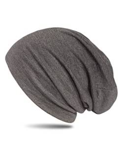 WANSSY® Damen Herren Unisex Uni Farbe Beanie Fashion ohne Muster Einheitshröße Kopfbedeckung Schutz vor der Sonne (Graumeliert) von WANSSY