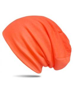 WANSSY® Damen Herren Unisex Uni Farbe Beanie Fashion ohne Muster Einheitshröße Kopfbedeckung Schutz vor der Sonne (Neonorange) von WANSSY