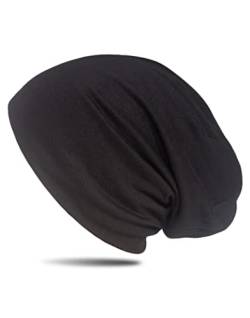WANSSY® Damen Herren Unisex Uni Farbe Beanie Fashion ohne Muster Einheitshröße Kopfbedeckung Schutz vor der Sonne (Schwarz) von WANSSY