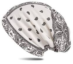 WANSSY® Damen Herren Unisex Uni Farbe Beanie mit Färbemuster Federmuster Fashion Einheitshröße Kopfbedeckung (Creme) von WANSSY