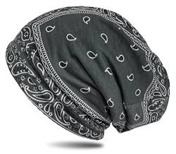 WANSSY® Damen Herren Unisex Uni Farbe Beanie mit Färbemuster Federmuster Fashion Einheitshröße Kopfbedeckung (Grau) von WANSSY