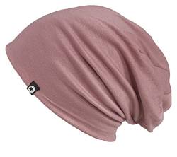 WANSSY® Damen Herren Unisex Uni Farbe Beanie mit Sternchen Fashion Einheitshröße Kopfbedeckung (Altrosa) von WANSSY