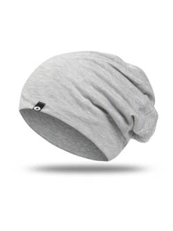 WANSSY® Damen Herren Unisex Uni Farbe Beanie mit Sternchen Fashion Einheitshröße Kopfbedeckung (Hellgrau Meliert) von WANSSY