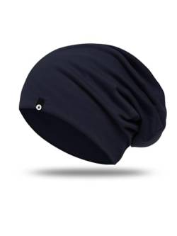 WANSSY® Damen Herren Unisex Uni Farbe Beanie mit Sternchen Fashion Einheitshröße Kopfbedeckung (Navy) von WANSSY
