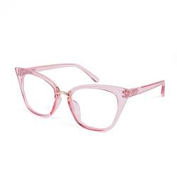 WANWAN Lesebrille für Damen, mit Katzenaugen, modischer Rahmen, übergroße Qualität, transparentes pink von WANWAN