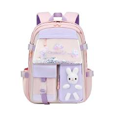WANWEN Bunny Backpack, Kawaii Bunny Backpack for Girls, Bunny Backpack for Girls, Bad Bunny Backpack, Large-capacity Preschool Elementary School Rucksack Set (pink,Large) von WANWEN