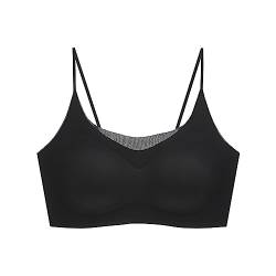 WANWEN Eisseide BH Ultradünner, Nahtloser BH für Damen, Yoga-BH, Kabellose Unterwäsche, Atmungsaktiv (Black,XL) von WANWEN