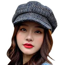 WANYI Winter Barett Cap Damen Frauen Mode Baskenmütze Schirmmütze Leicht Weiche Maler Mütze Achteckiger Hut Koreanisch Stil Warm für Frühling/Herbst/Winter 56-58cm (56 Navy blau) von WANYI