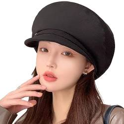 WANYIG Damen Baskenmütze Beret Mütze Retro Japanischen Stil Frauen Barette Baumwolle Malerhut Wintermütze Kleid Mütze Bequem und Warm für Frühling/Herbst/Winter (82 Schwarz) von WANYIG