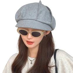 WANYIG Damen Baskenmütze Beret Mütze Retro Japanischen Stil Frauen Barette Baumwolle Malerhut Wintermütze Kleid Mütze Bequem und Warm für Frühling/Herbst/Winter (87 Grau) von WANYIG