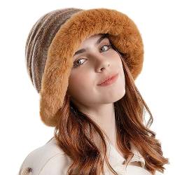 WANYIG Damen Wintermütze mit Ohrenklappen Warme Plüsch Kopfbedeckung Damen Winter Weiche Mütze Damen Winddicht Beanie Mütze Outdoor für Herbst und Winter 56-58cm(31 Khaki) von WANYIG