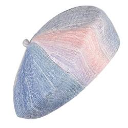 WANYIG Klassische Französischen Wolle Baskenmütze Damen Rainbow Mädchen Frauen Künstler Barett Beanie Mütze Warme Wintermütze Elegante Retro Vintage Strickmütze (Blau) von WANYIG