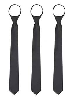 WANYING 3 × Herren Reißverschluss Krawatten 6cm Schmale Vorgebundene Krawatten Casual Business Länge 48cm - Schwarz von WANYING