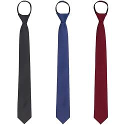 WANYING 3 × Reißverschluss Krawatte 6cm Schmalen Krawatte für Herren Vorgebunden Security Sicherheits Krawatte Narrow Necktie Casual Business Länge 48cm - Einfarbig von WANYING