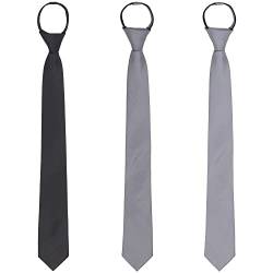 WANYING 3 × Reißverschluss Krawatte 6cm Schmalen Krawatte für Herren Vorgebunden Security Sicherheits Krawatte Narrow Necktie Casual Business Länge 48cm - Einfarbig von WANYING
