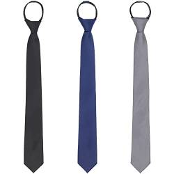 WANYING 3 × Reißverschluss Krawatte 6cm Schmalen Krawatte für Herren Vorgebunden Security Sicherheits Krawatte Narrow Necktie Casual Business Länge 48cm - Einfarbig von WANYING