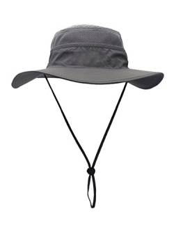 WANYING Damen Herren Outdoor Bucket Hut Fischer Hut Buschhut Atmungsaktiv Schnelltrocknend Sonnenschutz - für Kopfumfang 56-60 cm Dunkelgrau von WANYING