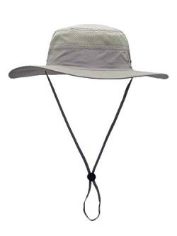 WANYING Damen Herren Outdoor Bucket Hut Fischer Hut Buschhut Atmungsaktiv Schnelltrocknend Sonnenschutz - für Kopfumfang 56-60 cm Hellgrau von WANYING