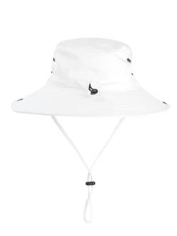 WANYING Damen Herren Outdoor Sonnenschutz Bucket Hut Fischerhut Baumwolle Two Way to Wear für Kopfumfang 55-62 cm Einfarbig Weiß von WANYING