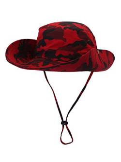 WANYING Damen Herren Outdoor Sonnenschutz Bucket Hut Fischerhut Baumwolle Two Way to Wear für Kopfumfang 55-62 cm Rot Camouflage von WANYING