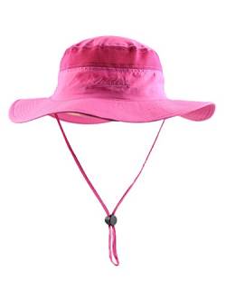 WANYING Damen Outdoor Bucket Hut Fischer Hut Buschhut Atmungsaktiv Schnelltrocknend Sonnenschutz - für Kopfumfang 56-60 cm Rosa von WANYING