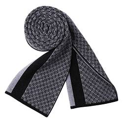 WANYING Herbst Winter 6% Wolle Herrenschal Gestrickter Schal Strickschal Wolleschal für Herren Mode Schick Casual Business - Klein Kariert Schwarz & Grau von WANYING