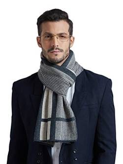 WANYING Herbst Winter Herrenschal 10% Wolle Gestrickter Schal Strickschal Wolleschal Modeschal für Urban Herren Gentleman - Houndstooth Muster Anthrazit & Dunkelbeige von WANYING