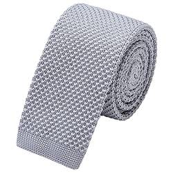 WANYING Herren 5.7cm 2.25" Schmale Krawatte Strickkrawatte Gestrickte Narrow Krawatte Knit Tie Retro Vintage Casual Büro Basic - Einfarbig Hellgrau von WANYING