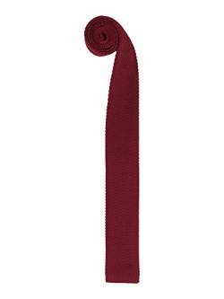 WANYING Herren 5.7cm Schmale Krawatte Strickkrawatte Gestrickte Narrow Krawatte Knit Tie Retro Vintage Casual Büro Basic - Einfarbig Bordeaux von WANYING