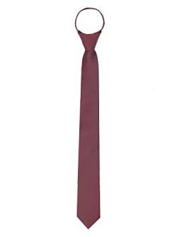 WANYING Herren 6cm Schmalen Krawatte Vorgebunden mit Reißverschluss Casual Business Länge 48cm - Bordeaux Rot von WANYING