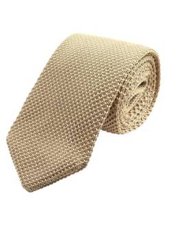 WANYING Herren 7cm Schmale Strickkrawatte Gestrickte Narrow Krawatte Retro Sporty Casual Büro Basic für Gentleman - Einfarbig Beige von WANYING