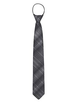 WANYING Herren 7cm Schmalen Krawatte Vorgebunden mit Reißverschluss Security Sicherheits Krawatte Casual Business Länge 48cm - Kariert Grau von WANYING