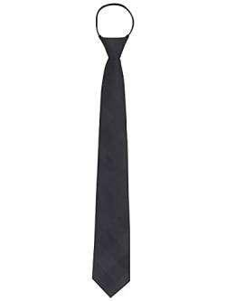 WANYING Herren 7cm Schmalen Krawatte Vorgebunden mit Reißverschluss Security Sicherheits Krawatte Casual Business Länge 48cm - Kariert Schwarz & Grau von WANYING