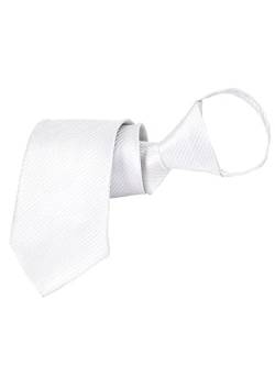 WANYING Herren 8cm 3,15" Klassische Reißverschluss Krawatte Vorgebundene Sicherheits Krawatte Businesskrawatte Formelle Business Hochzeit Länge 48cm - Gestreift Hellgrau von WANYING