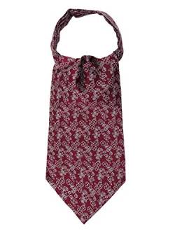 WANYING Herren Ascot Krawattenschal Ascotkrawatte Schal Cravat Ties Halstuch Einfach Schick für Gentleman - Blumenmotiv Bordeaux von WANYING