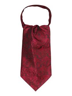 WANYING Herren Krawattenschal Ascotkrawatte Schal Cravat Ties Einfach Schick für Gentleman - Paisley Bordeaux Rot von WANYING