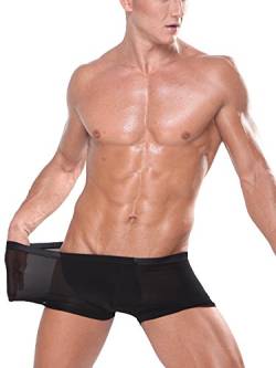 WANYING Herren Low Rise Ice Silk Retroshorts Trunks Unterwäsche Super Dünn Atmungsaktiv Basic - Einfarbig Schwarz Größe M von WANYING