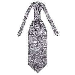 WANYING Herren Plastron Krawatte Vorgebunden mit Hakenverschluß Verstellbar Hochzeitskrawatte auf Hochzeiten Accessoires für den Bräutigam - Paisley Dunkelgrau von WANYING
