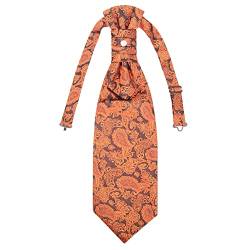 WANYING Herren Plastron Krawatte Vorgebunden mit Hakenverschluß Verstellbar Hochzeitskrawatte auf Hochzeiten Accessoires für den Bräutigam - Paisley Orangebraun von WANYING