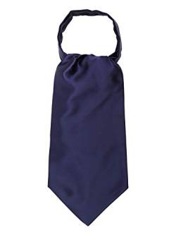 WANYING Herren Satin Krawattenschal Ascotkrawatte Schal Cravat Ties Halstuch Einfach Schick für Gentleman - Einfarbig Dunkelblau von WANYING