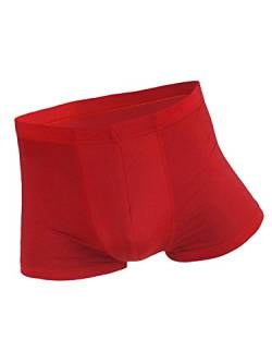 WANYING Herren Sexy Low Rise Ice Silk Retroshorts Trunks Unterwäsche Super Dünn Atmungsaktiv Basic - Einfarbig Rot Größe S von WANYING