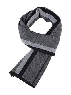 WANYING Herren Strickschal 6% Wolle Gestrickter Schal Einfach Schick Urban Gentleman für Winter Herbst - 180 * 30 cm Gestreift Schwarz Grau von WANYING