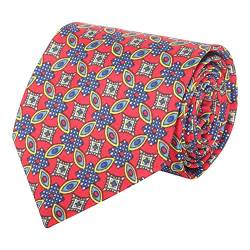 WANYING Herren Vintage Retro 9cm 3.54" Breite Krawatte Schlips Wide Necktie Stilvoll Mode Bunte Krawatte - Gedruckt Geometrisch Pattern Rot von WANYING