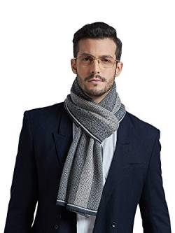 WANYING Herringbone Muster Herrenschal für Herbst Winter 10% Wolle Herren Gestrickter Schal Strickschal Wolleschal Mode Schick Casual Business - Anthrazit & Dunkelbeige von WANYING