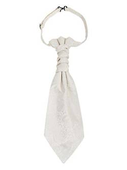 WANYING Vorgebunden Breite Plastron Krawatte Verstellbar mit Hakenverschluß Hochzeitskrawatte - Paisley Pattern Weiß von WANYING